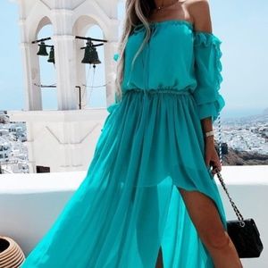 Leanna Ruching Off Shoulder A-shape dress